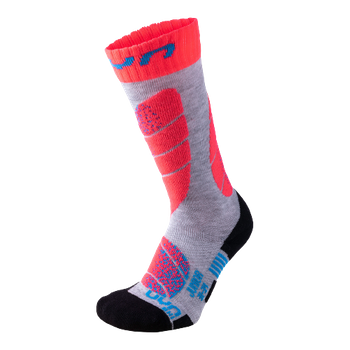 Ski socks Uyn Ski Junior Light Grey/Coral Fluo - 2023/24