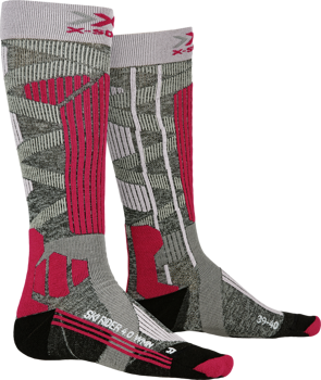 Ski socks X-SOCKS Ski Rider 4.0 Women Stone Grey Melange/Pink - 2022/23