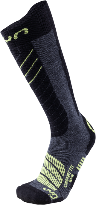 Ski socks UYN Ski Comfort Fit Men Medium Grey/Melange/Green Lime - 2021/22