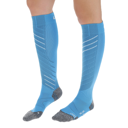 Ski socks UYN Woman Ski Race Shape Turquoise/White - 2023/24