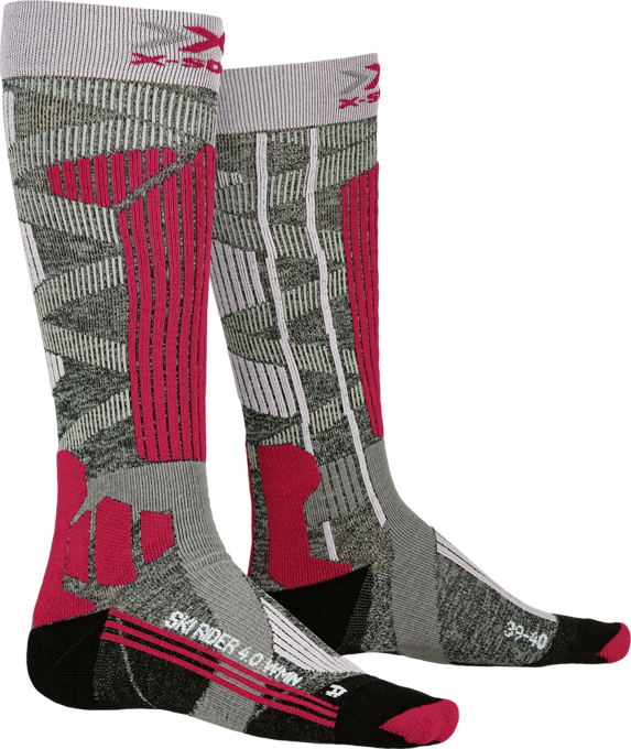 Ski socks X-SOCKS Ski Rider 4.0 Women Stone Grey Melange/Pink - 2022/23