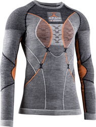 Thermal underwear X-BIONIC Apani 4.0 Merino Shirt Round Neck LG SL Black/Grey/Orange - 2022/23