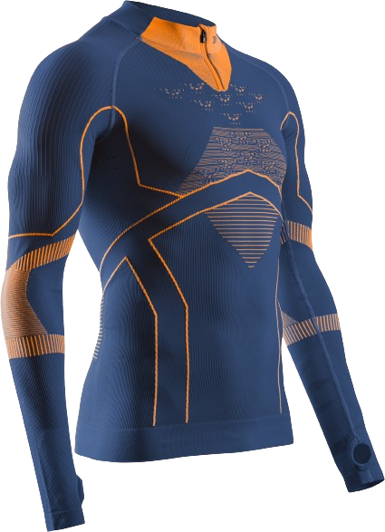 Koszulka termoaktywna X-bionic Energy Accumulator Light Shirt LS 1/2 Zip Men Marine/Orange - 2024/25