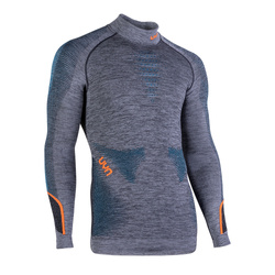 Thermounterwäsche UYN Man Ambityon UW Shirt LG_SL Melange Turtleneck Black Melange/Atlantic/Orange Shiny - 2023/24
