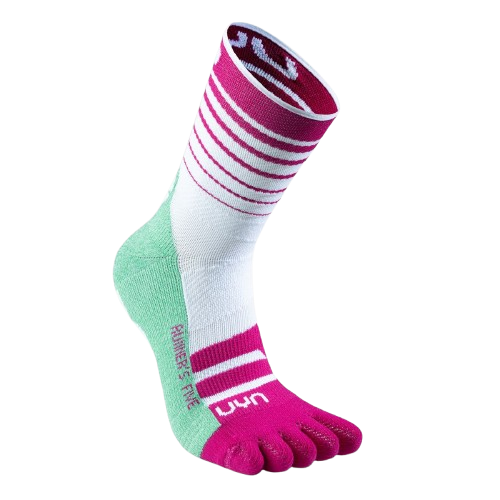 Outdoor Socks UYN Woman Runner's Five Socks White/Fuchsia/Green