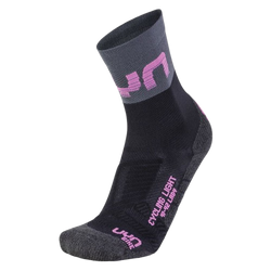 Cycling Socks UYN Woman Cycling Light Socks Black/Grey/Rose Violet