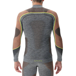 Thermounterwäsche UYN Man Ambityon UW Shirt LG_SL Melange Turtleneck Black Melange/Orange/Yellow - 2023/24