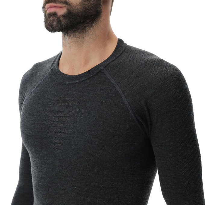 Koszulka termoaktywna UYN Man Fusyon Cashmere UW Shirt  Shirt LG_SL Grey Rock/Brown - 2023/24