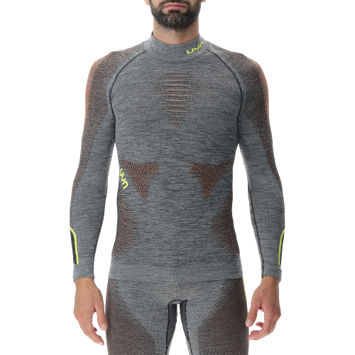 Koszulka termoaktywna UYN Man Ambityon UW Shirt LG_SL Melange Turtleneck Black Melange/Orange/Yellow - 2023/24