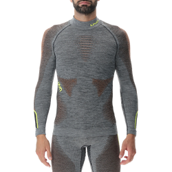 Thermounterwäsche UYN Man Ambityon UW Shirt LG_SL Melange Turtleneck Black Melange/Orange/Yellow - 2023/24