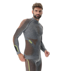 Thermounterwäsche UYN Man Ambityon UW Shirt LG_SL Melange Turtleneck Black Melange/Orange/Yellow - 2023/24