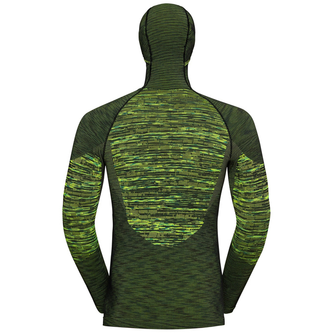 Koszulka termoaktywna ODLO Blackcomb Eco BL Top Facemask LS Lime Green/Space Dye - 2022/23
